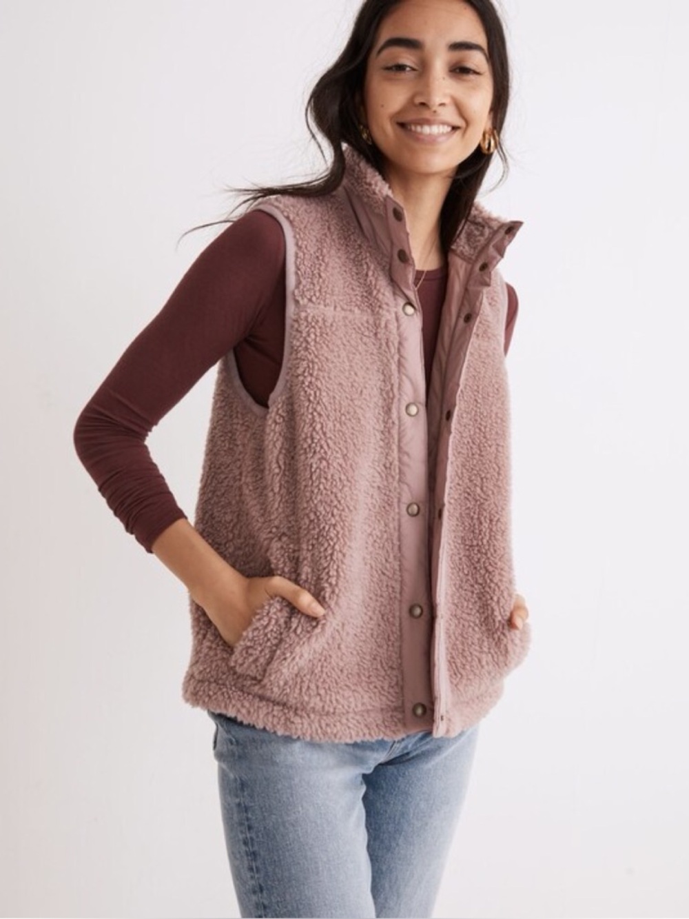 Madewell (Re)sourced Faux-Shearling Vest Pale Thistle